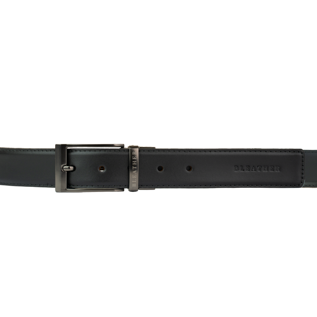 C90-Ceinture Homme - Cuir Noir/Tabac