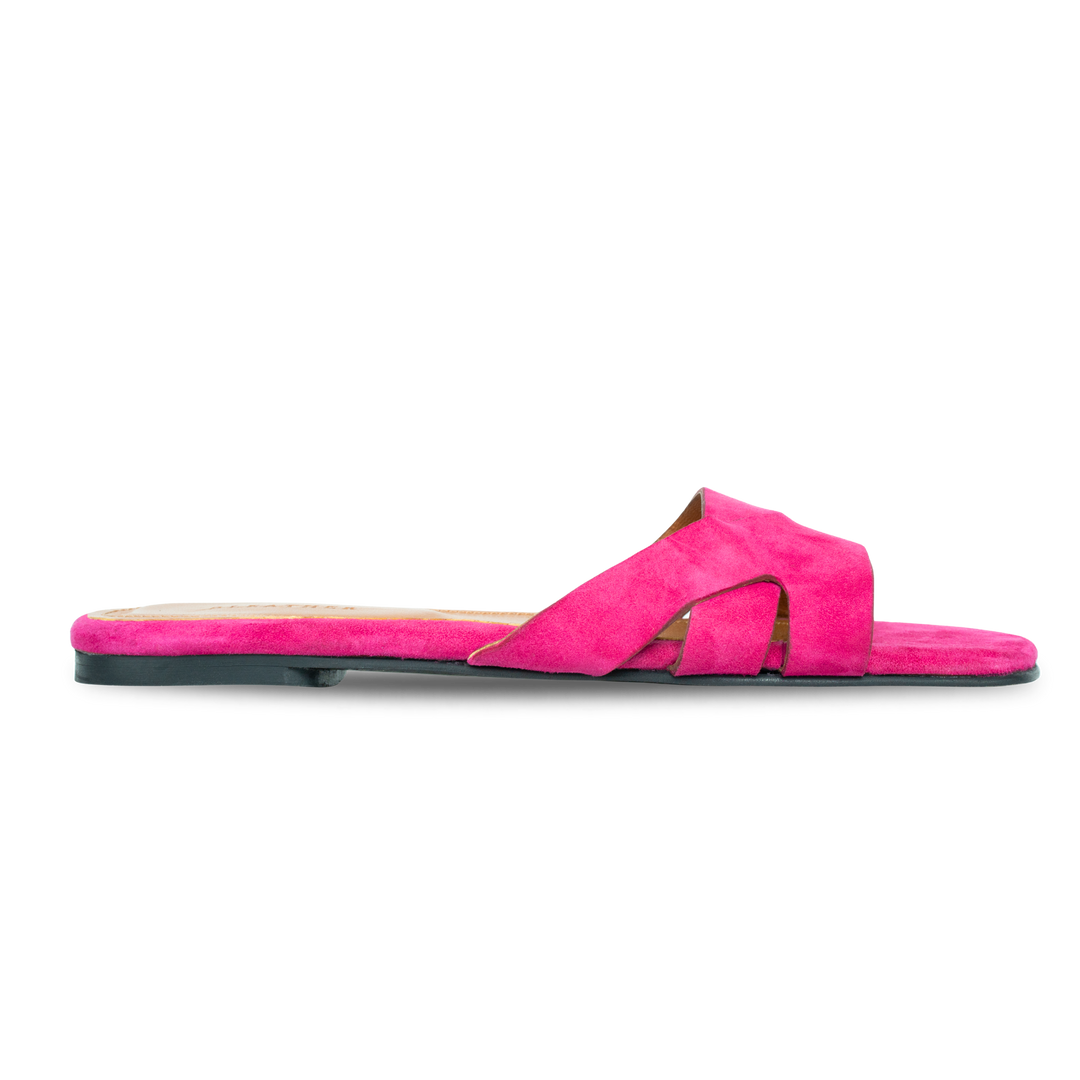 Ravella : Sandales Femme - Daim Fuchsia