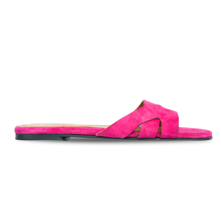 Ravella : Sandales Femme - Daim Fuchsia