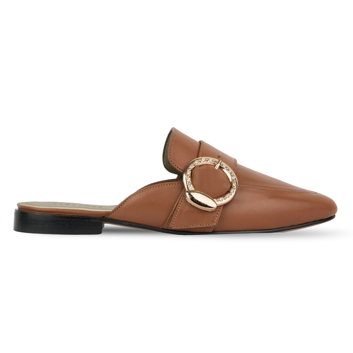 Selena : Mules Femme - Cuir Tabac