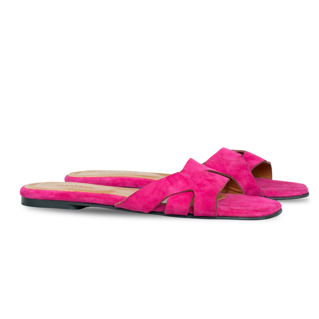 Ravella : Sandales Femme - Daim Fuchsia
