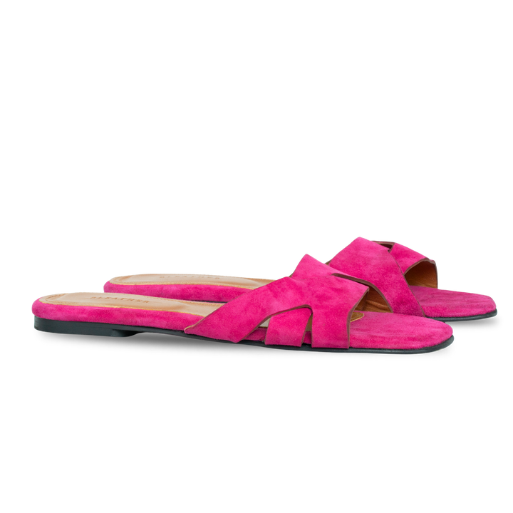 Ravella : Sandales Femme - Daim Fuchsia