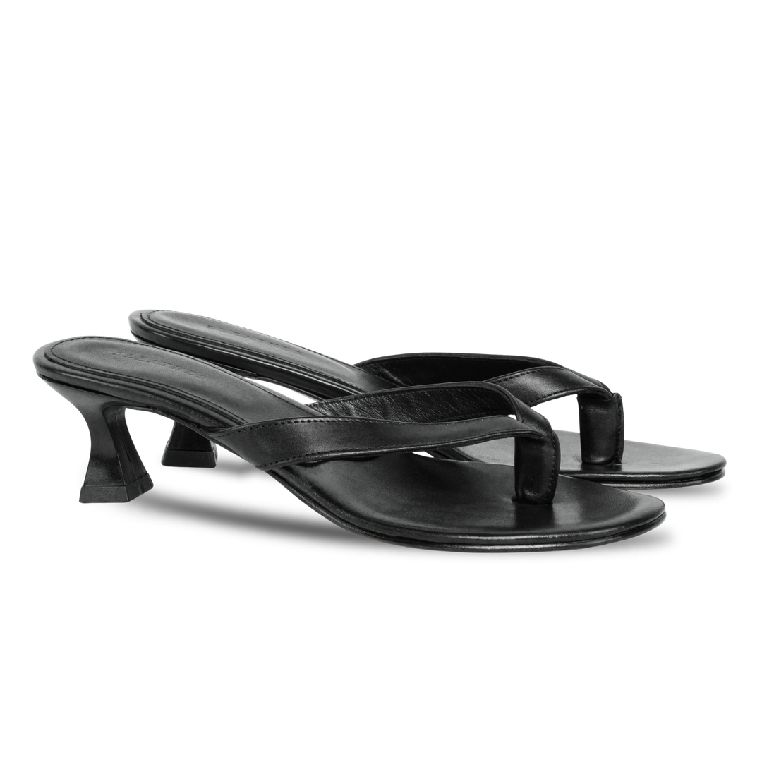 Celestine : Sandales Femme - Cuir Noir