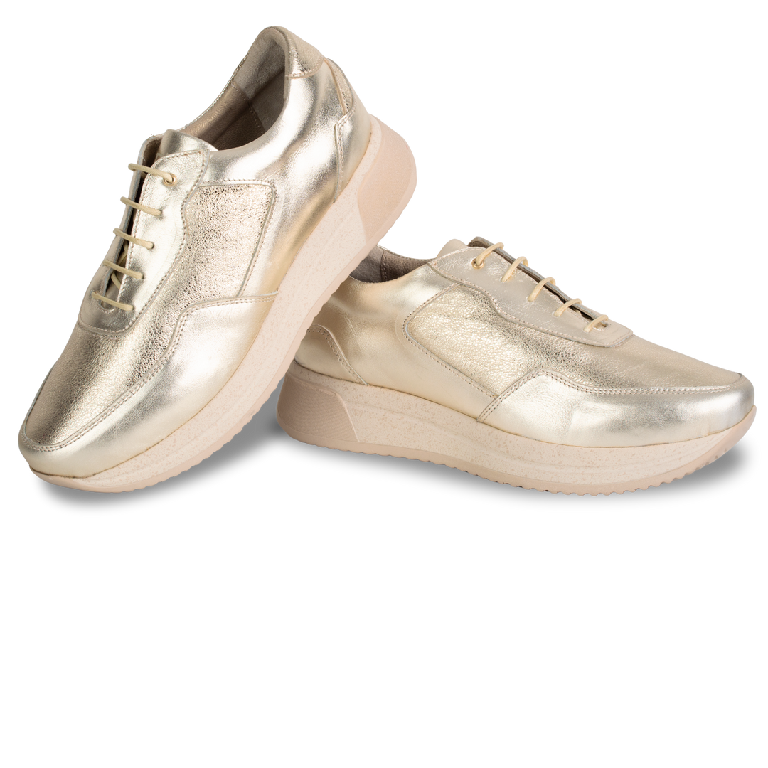 Lucy : Sneakers Femme - Cuir doré