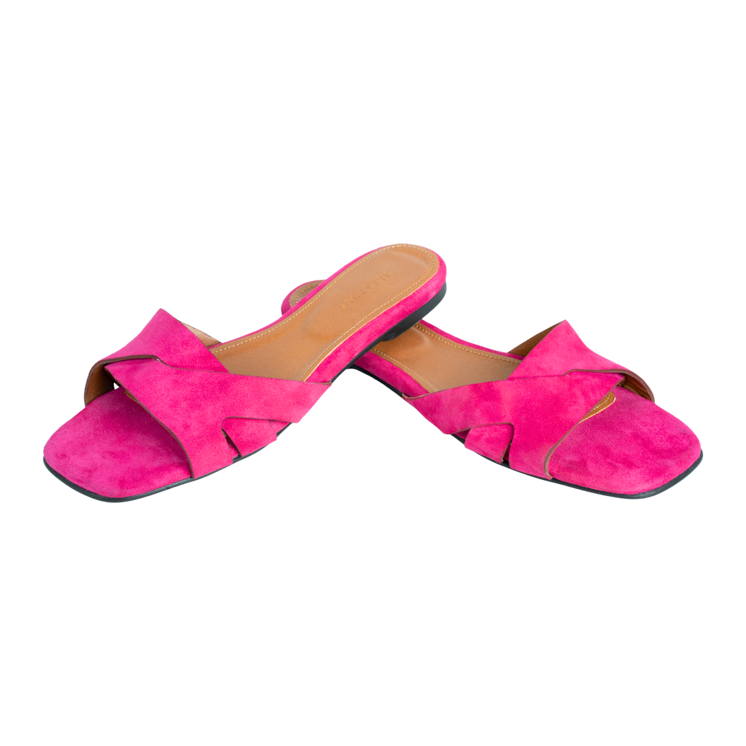 Ravella : Sandales Femme - Daim Fuchsia