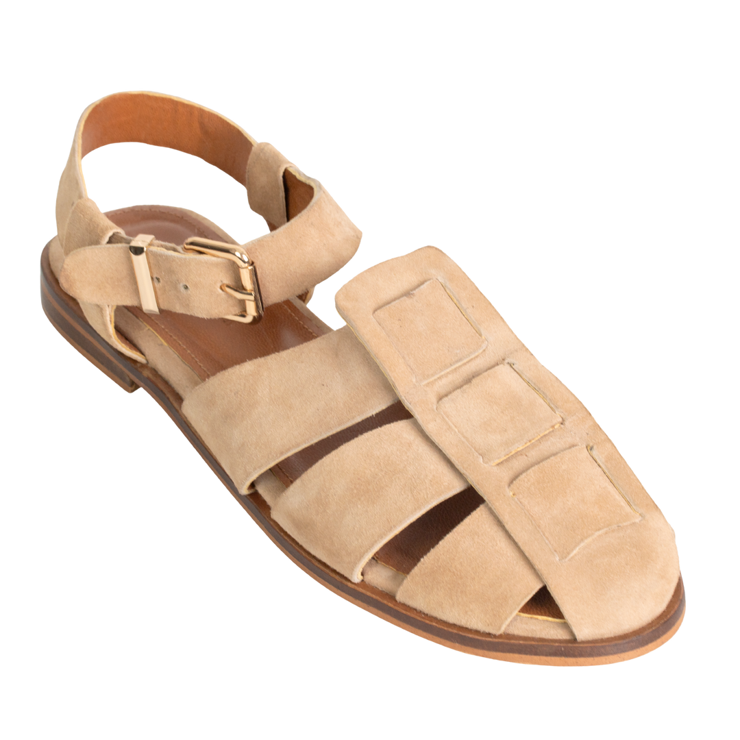 Nelly : Sandales Femme - Daim Beige