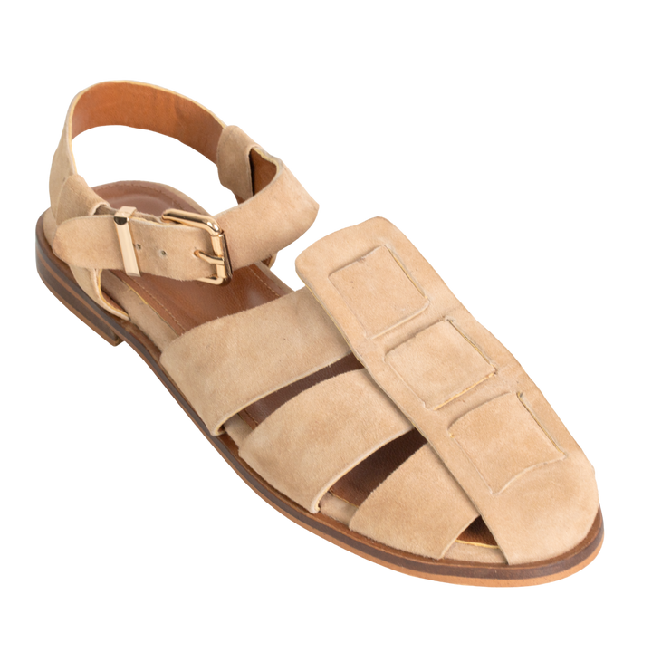 Nelly : Sandales Femme - Daim Beige