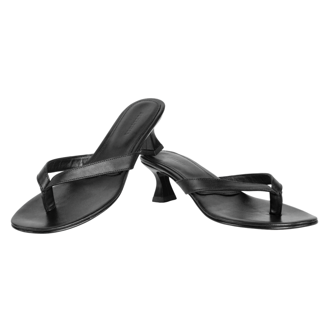Celestine : Sandales Femme - Cuir Noir