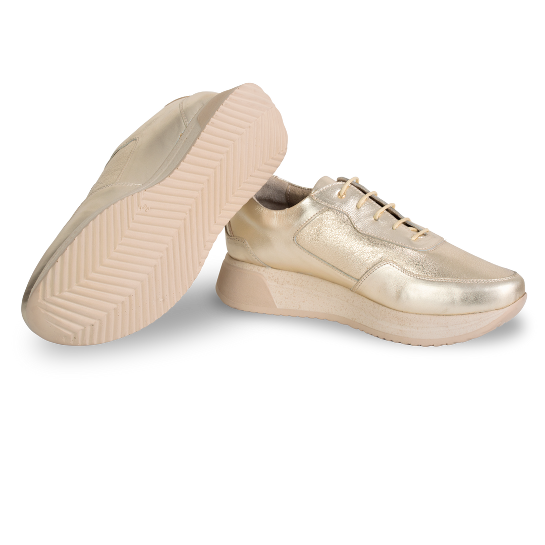Lucy : Sneakers Femme - Cuir doré