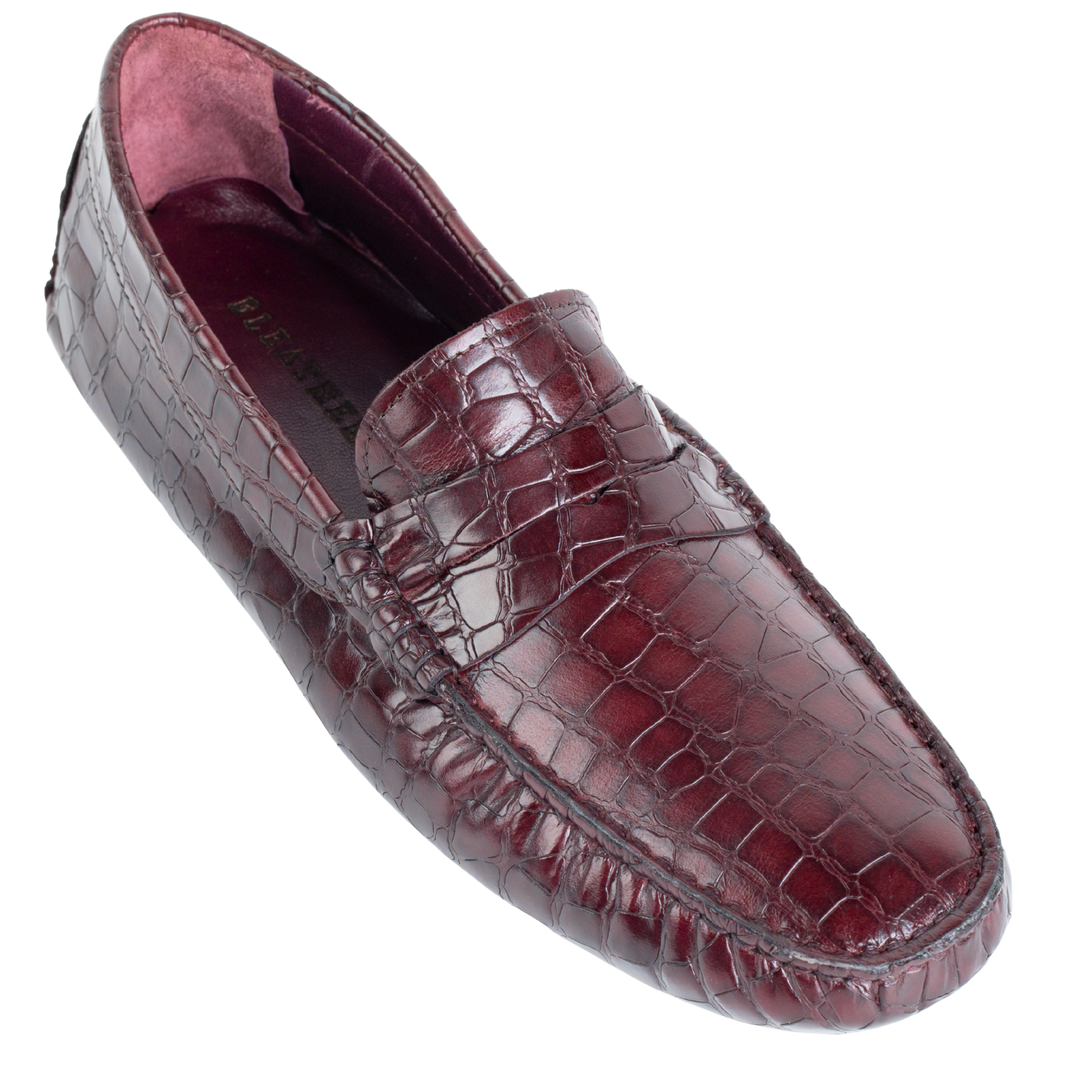 Gary: Mocassin Homme - Cuir Bordeaux Croco