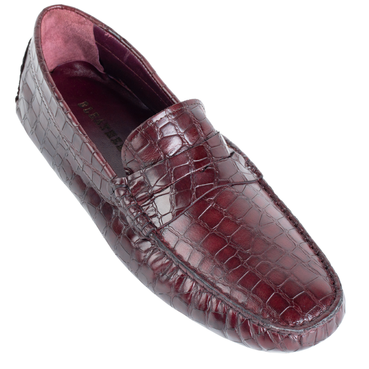Gary: Mocassin Homme - Cuir Bordeaux Croco