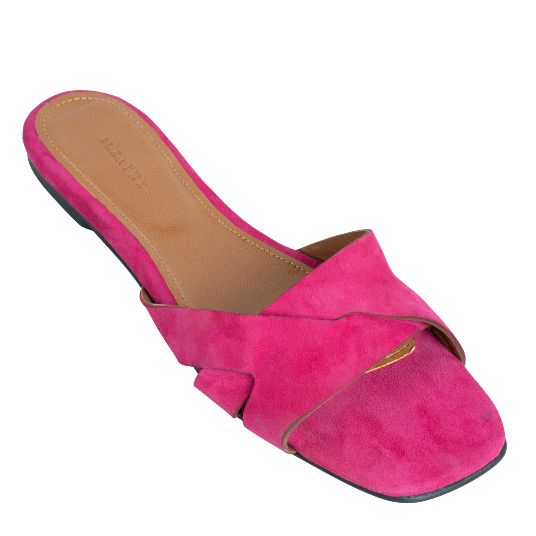 Ravella : Sandales Femme - Daim Fuchsia