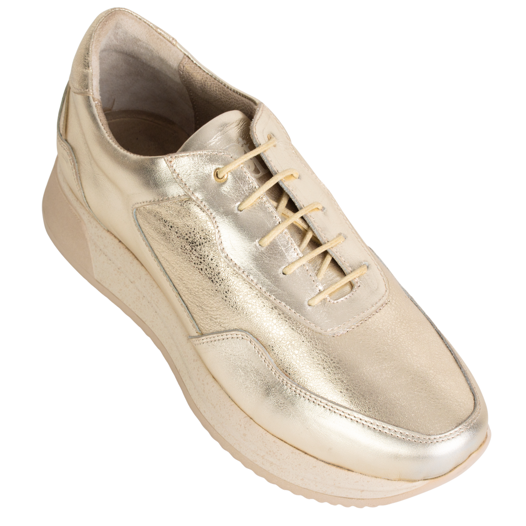 Lucy : Sneakers Femme - Cuir doré