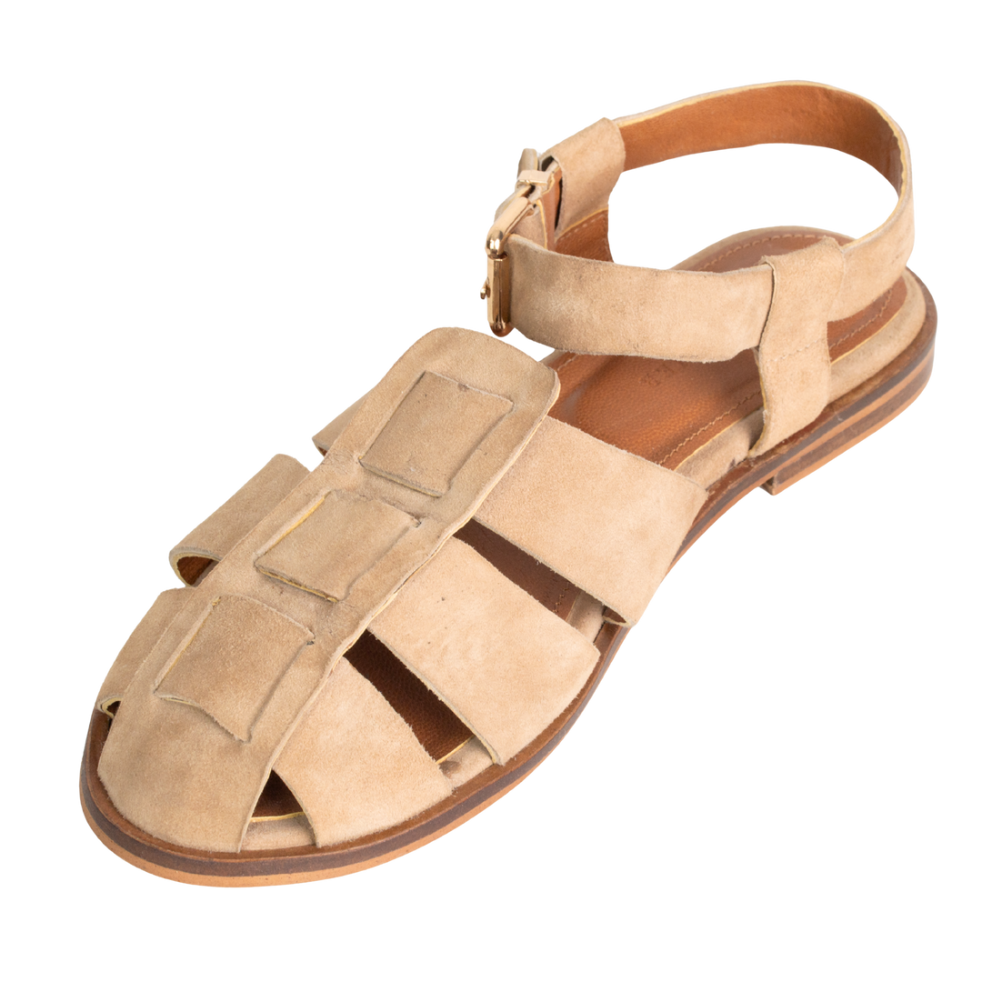 Nelly : Sandales Femme - Daim Beige