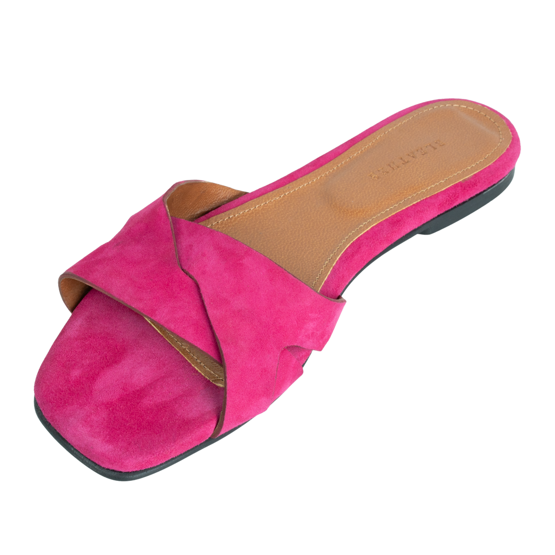 Ravella : Sandales Femme - Daim Fuchsia