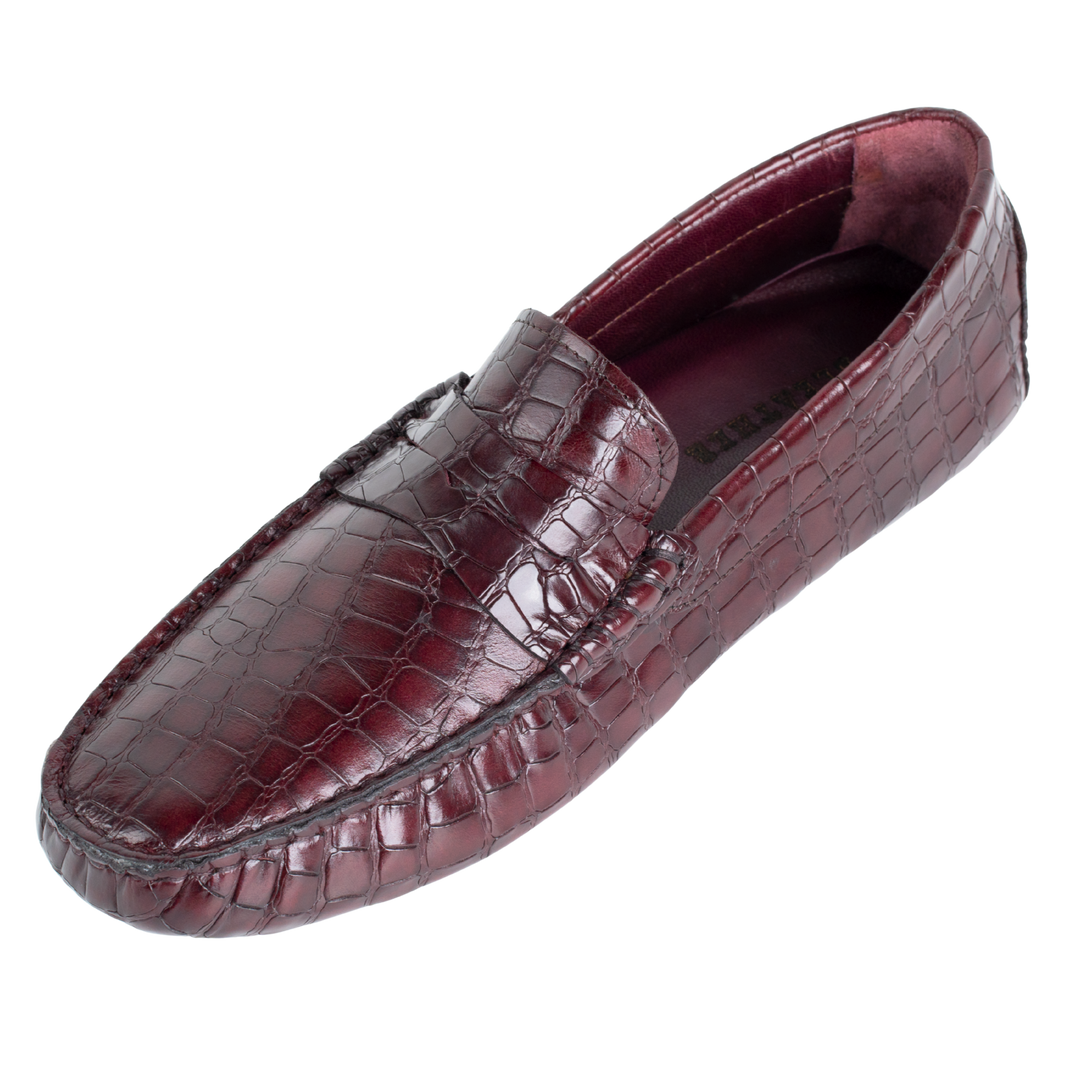 Gary: Mocassin Homme - Cuir Bordeaux Croco