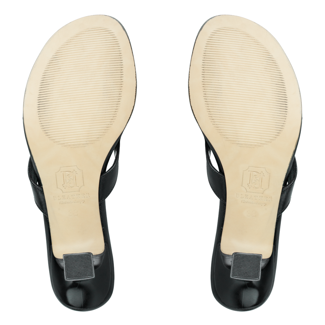 Celestine : Sandales Femme - Cuir Noir