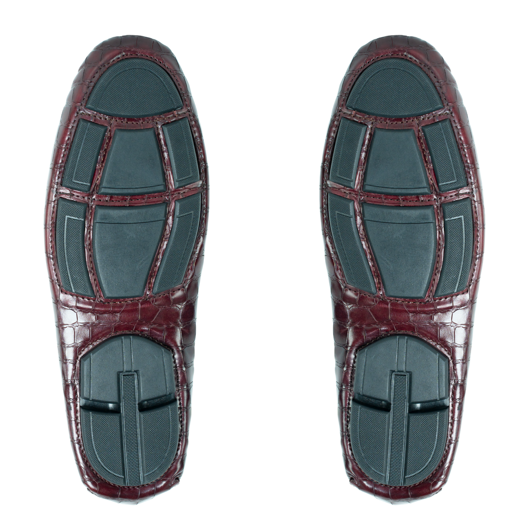 Gary: Mocassin Homme - Cuir Bordeaux Croco