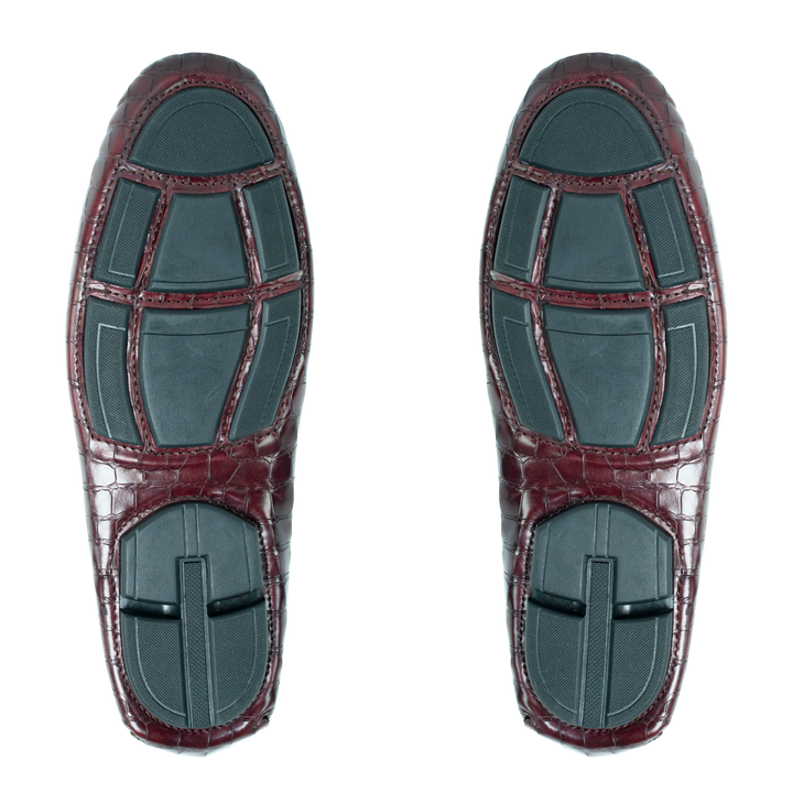 Gary: Mocassin Homme - Cuir Bordeaux Croco