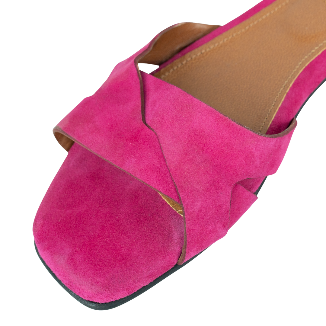 Ravella : Sandales Femme - Daim Fuchsia