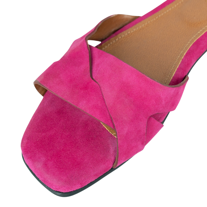 Ravella : Sandales Femme - Daim Fuchsia
