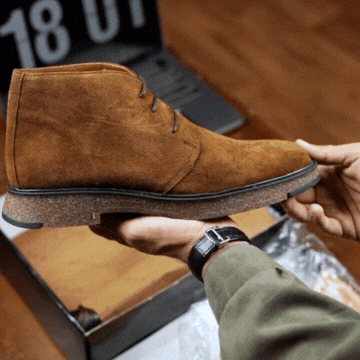 Clarke: Demi Bottes Homme - Daim Cognac