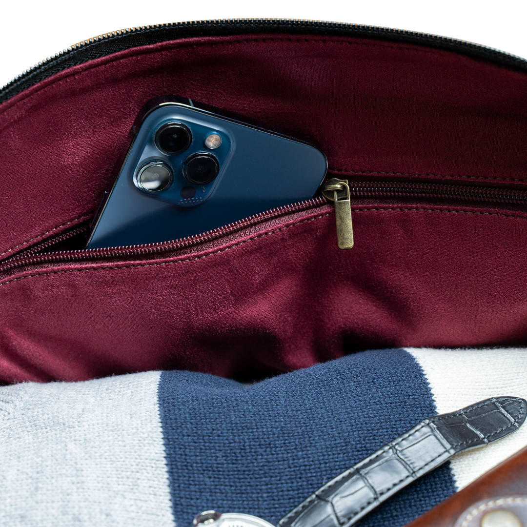 TheAristocrat: Sac de Voyage - Cuir Bleu Gravé - Bleather Maroc