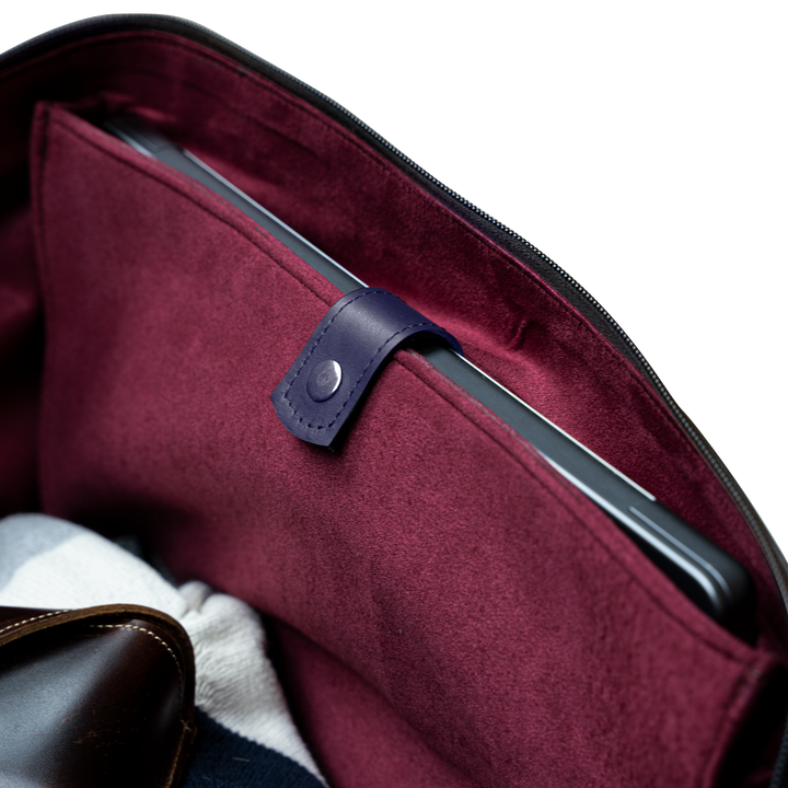 TheAristocrat: Sac de Voyage - Cuir Bleu Gravé - Bleather Maroc