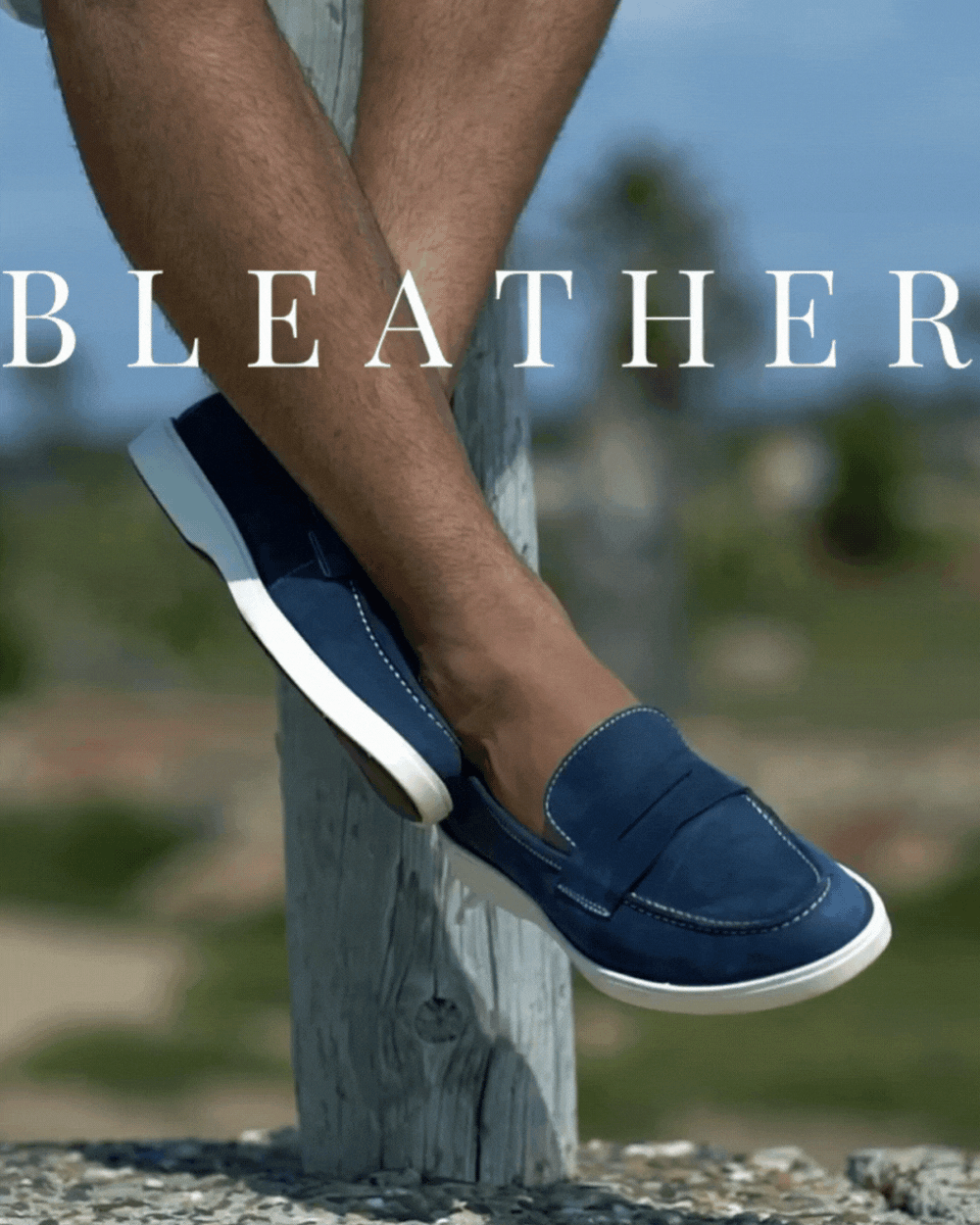 Alan: Mocassin Homme - Gomme Bleu - Bleather Maroc