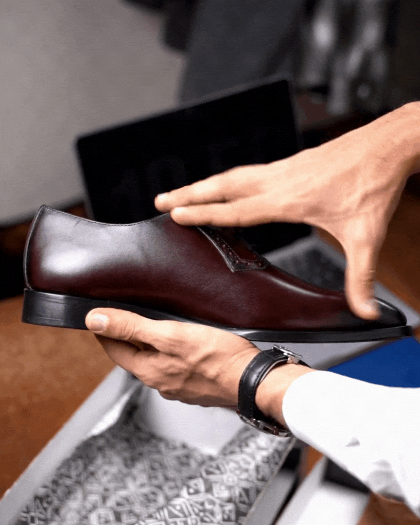 Branson: Richelieu Homme - Cuir Bordeaux - Bleather Maroc