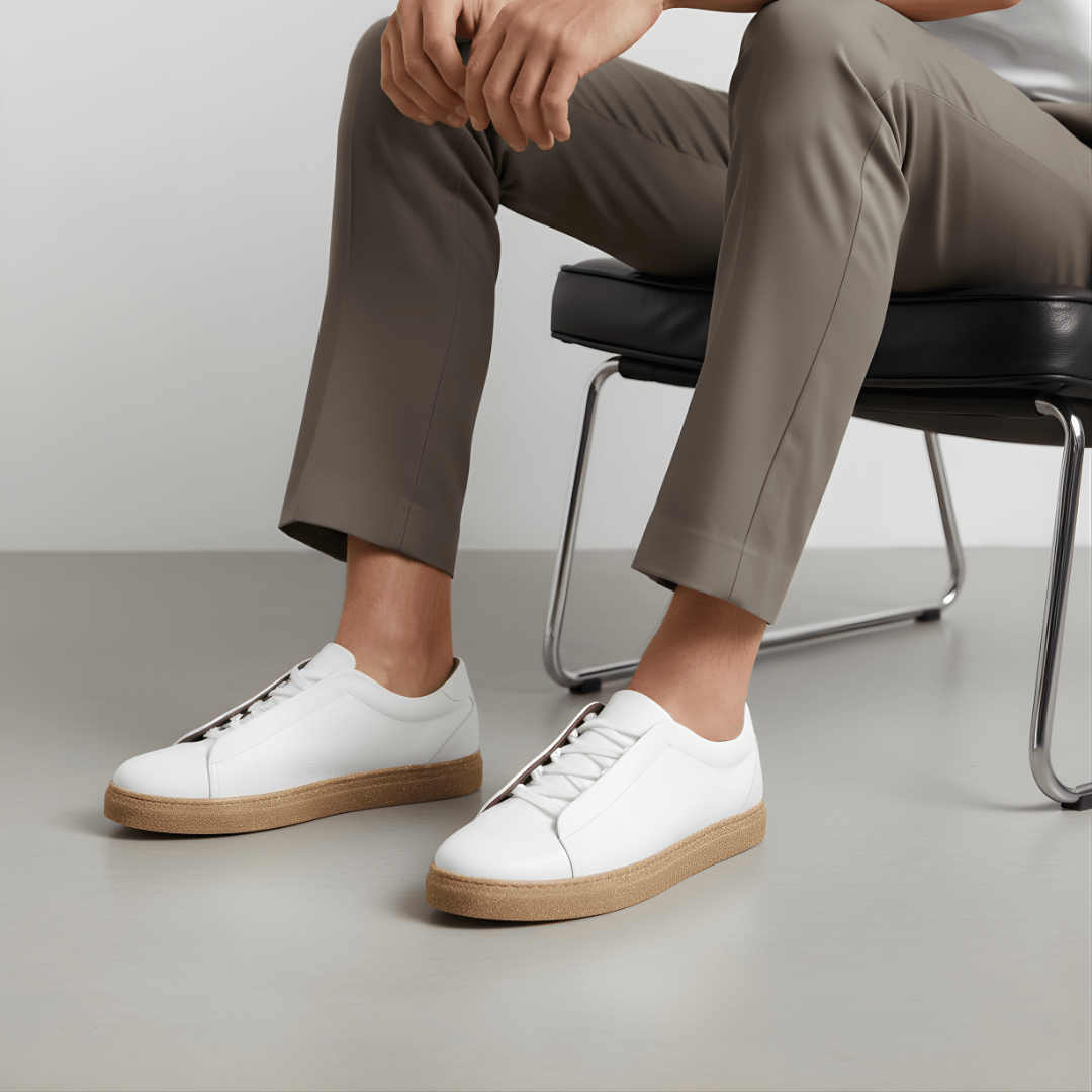 Albert : Sneakers Homme - Cuir Blanc - Bleather Maroc