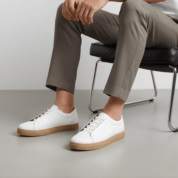 Albert : Sneakers Homme - Cuir Blanc - Bleather Maroc