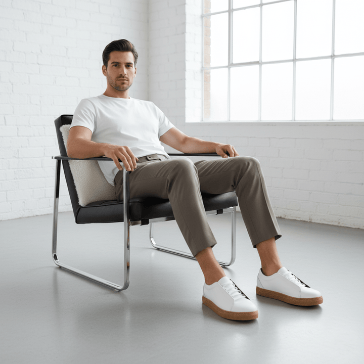 Albert : Sneakers Homme - Cuir Blanc - Bleather Maroc