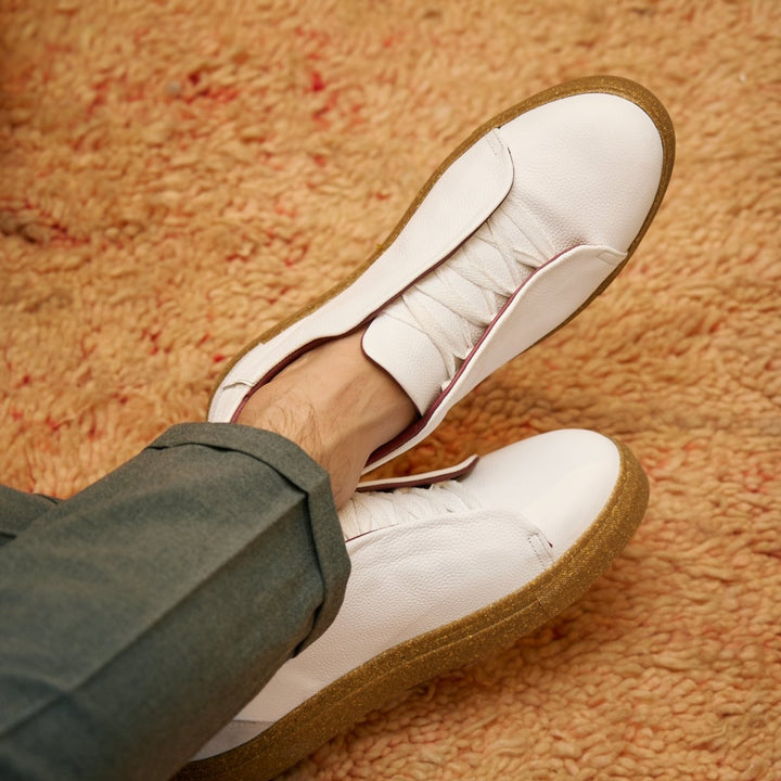 Albert : Sneakers Homme - Cuir Blanc - Bleather Maroc