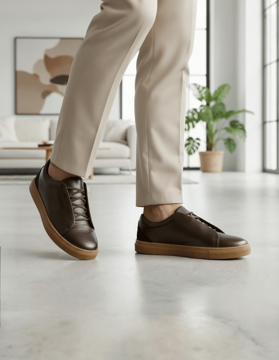 Albert : Sneakers Homme - Cuir Marron - Bleather Maroc