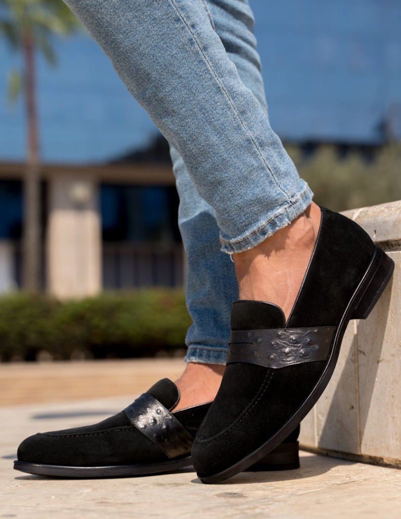 Anderton: Mocassin Homme Cuir Noir Bleather UK –