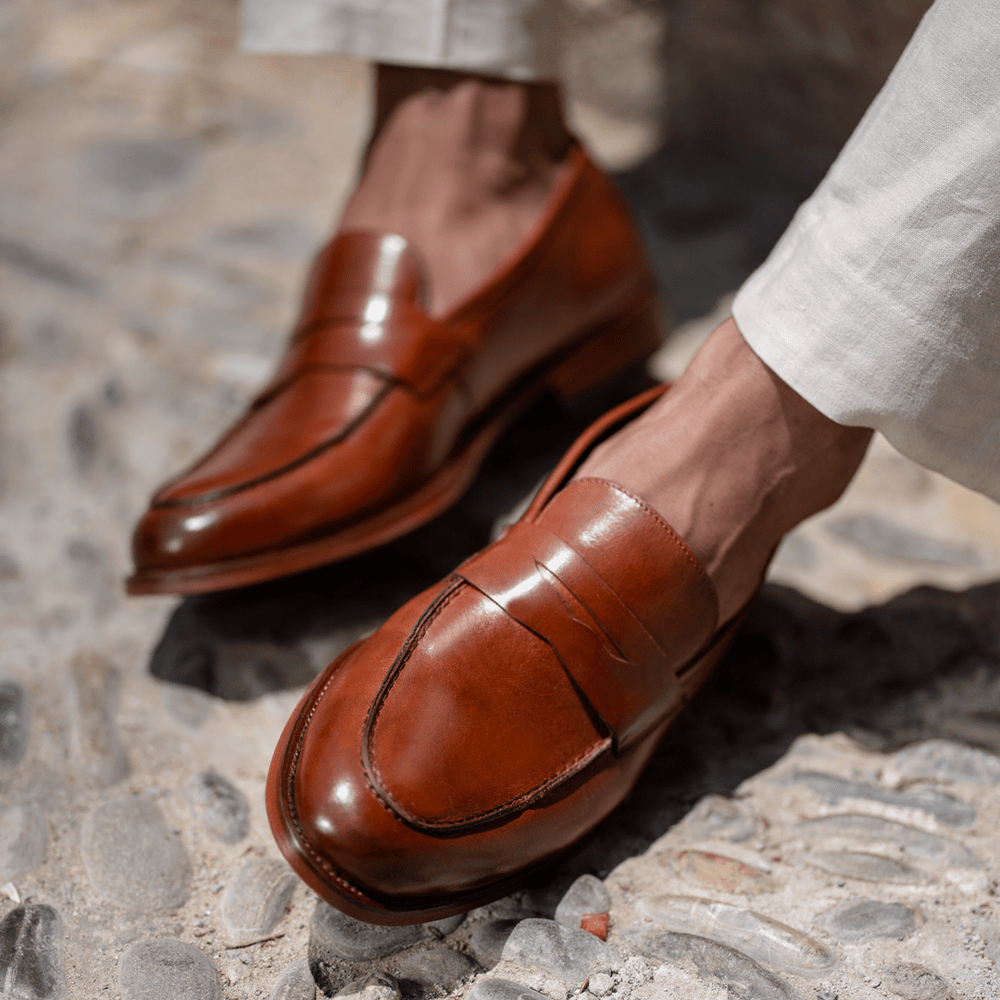 Andrew: Mocassin Homme - Cuir Marron - Bleather Maroc