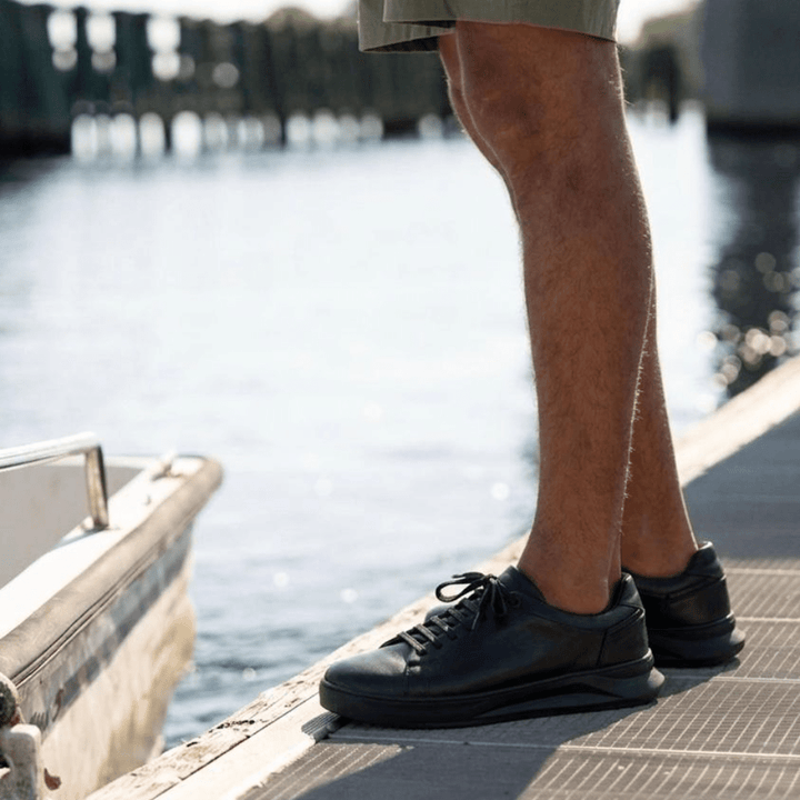 Apex: Sneakers Homme - Cuir Noir - Bleather Maroc