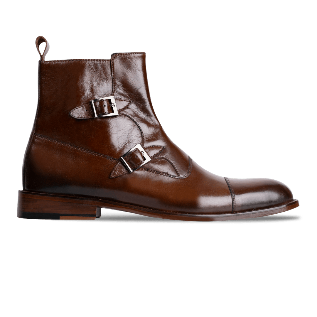 Arthur: Boots à boucles - Cuir Marron - Bleather Maroc