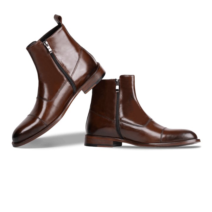 Arthur: Boots à boucles - Cuir Marron - Bleather Maroc