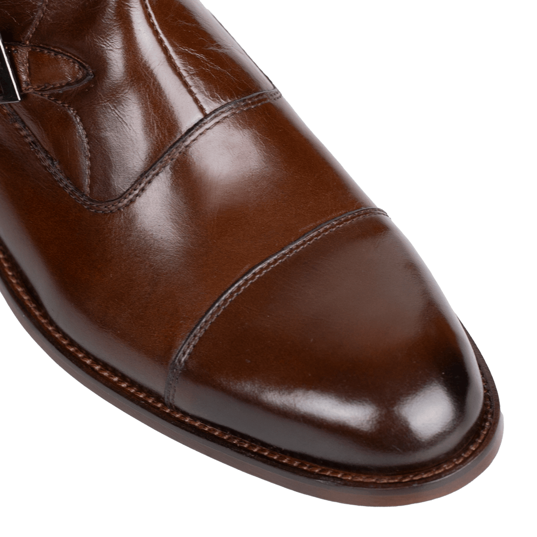 Arthur: Boots à boucles - Cuir Marron - Bleather Maroc