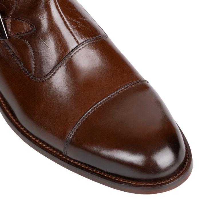 Arthur: Boots à boucles - Cuir Marron - Bleather Maroc