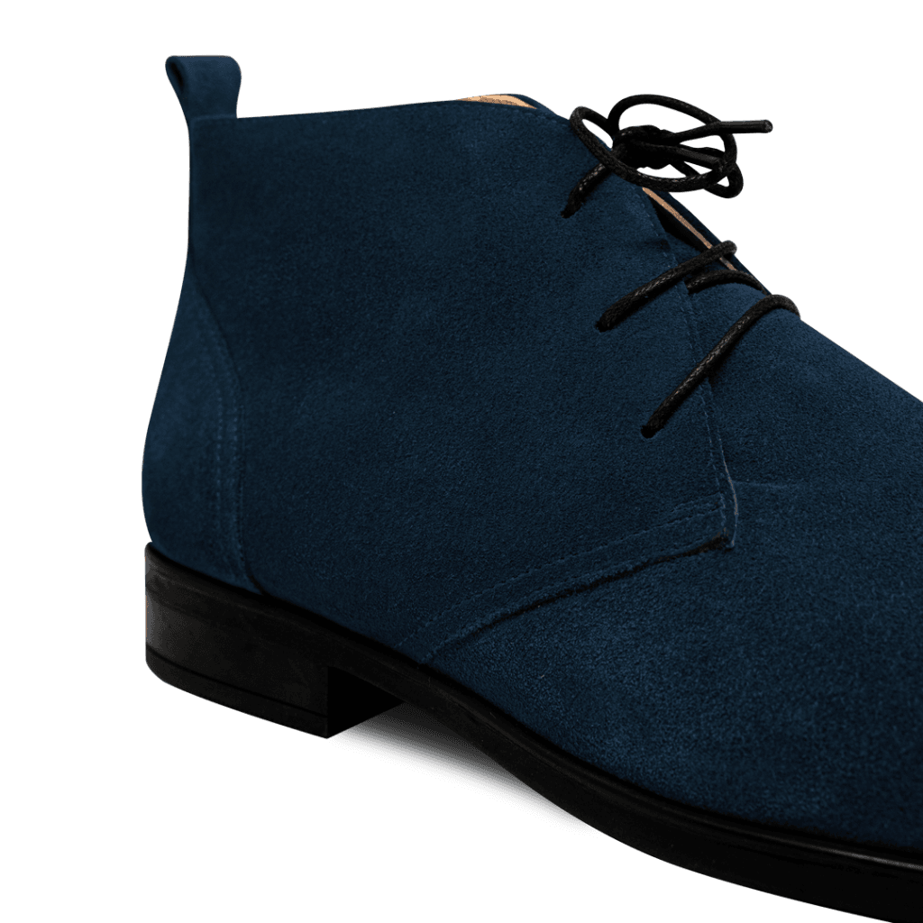 Ashley: Demi Bottes Homme - Daim Bleu Nuit - Bleather Maroc