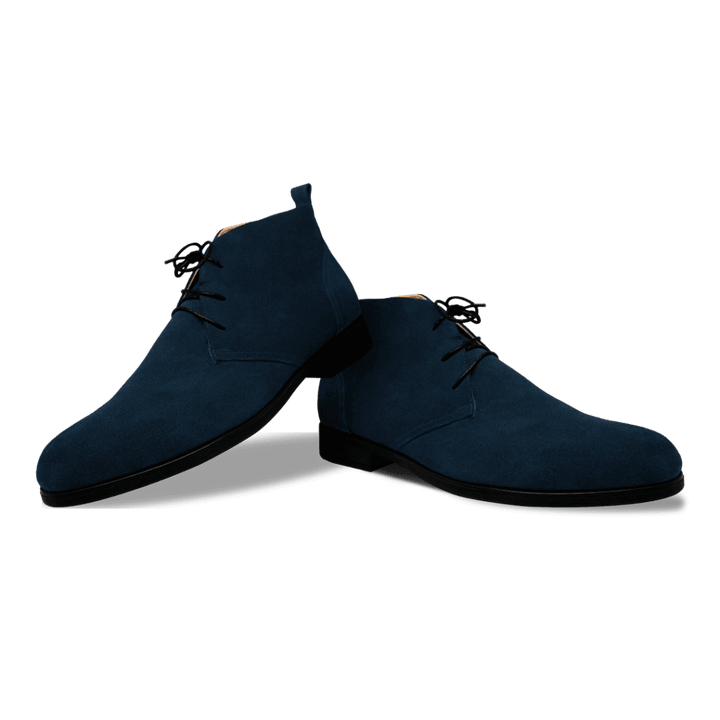 Ashley: Demi Bottes Homme - Daim Bleu Nuit - Bleather Maroc