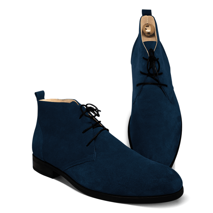 Ashley: Demi Bottes Homme - Daim Bleu Nuit - Bleather Maroc