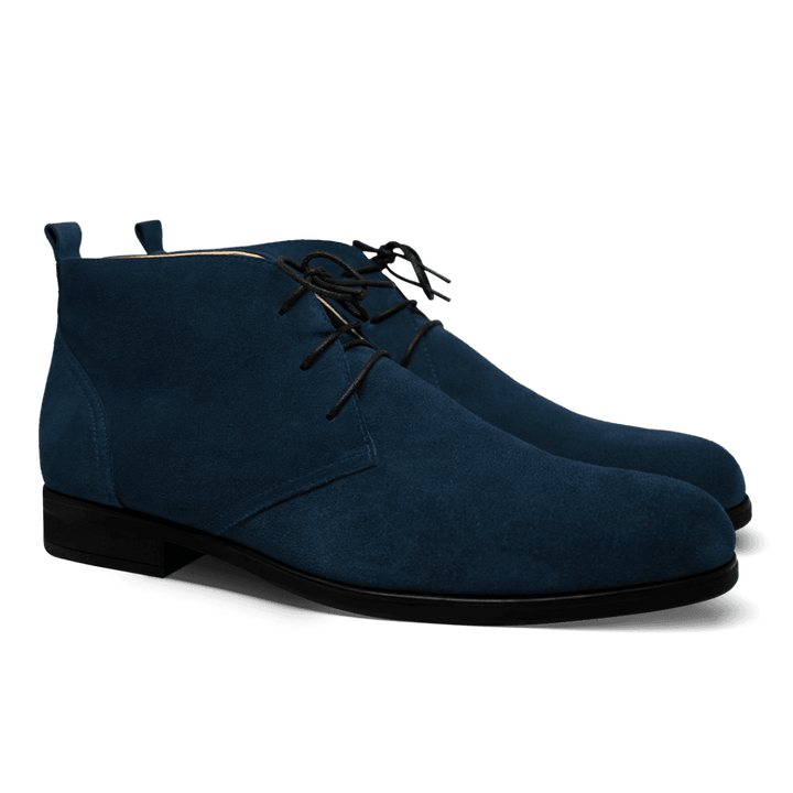 Ashley: Demi Bottes Homme - Daim Bleu Nuit - Bleather Maroc