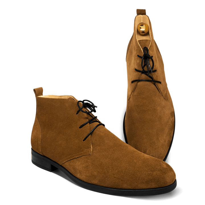 Ashley: Demi Bottes Homme - Daim Cognac - Bleather Maroc