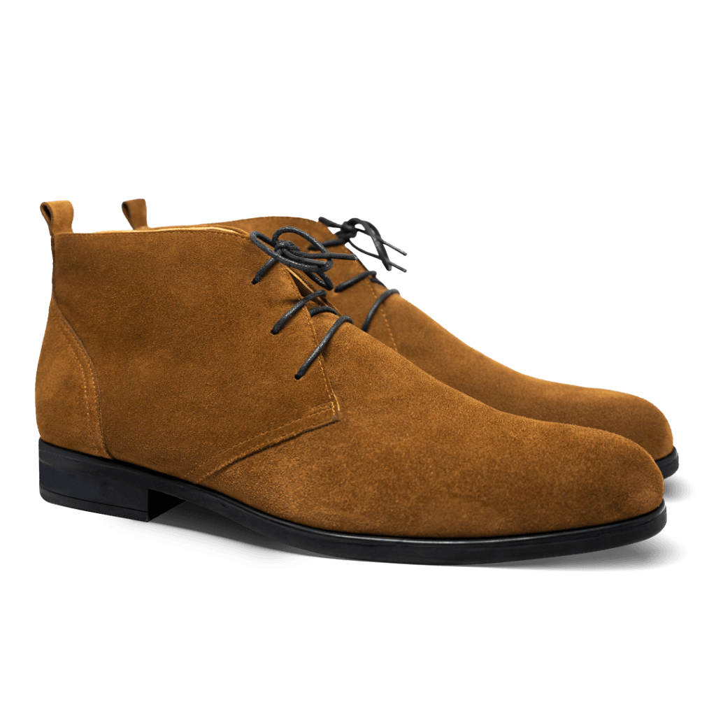 Ashley: Demi Bottes Homme - Daim Cognac - Bleather Maroc