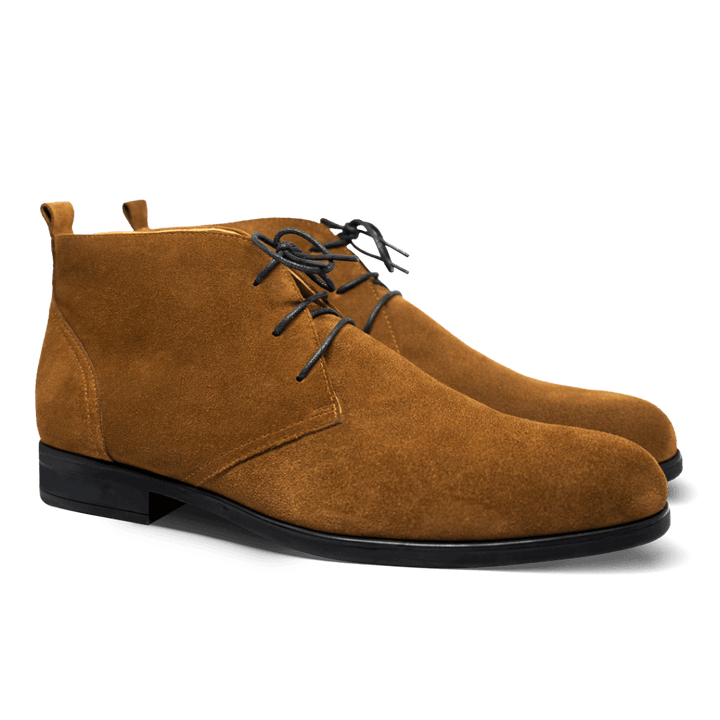 Ashley: Demi Bottes Homme - Daim Cognac - Bleather Maroc