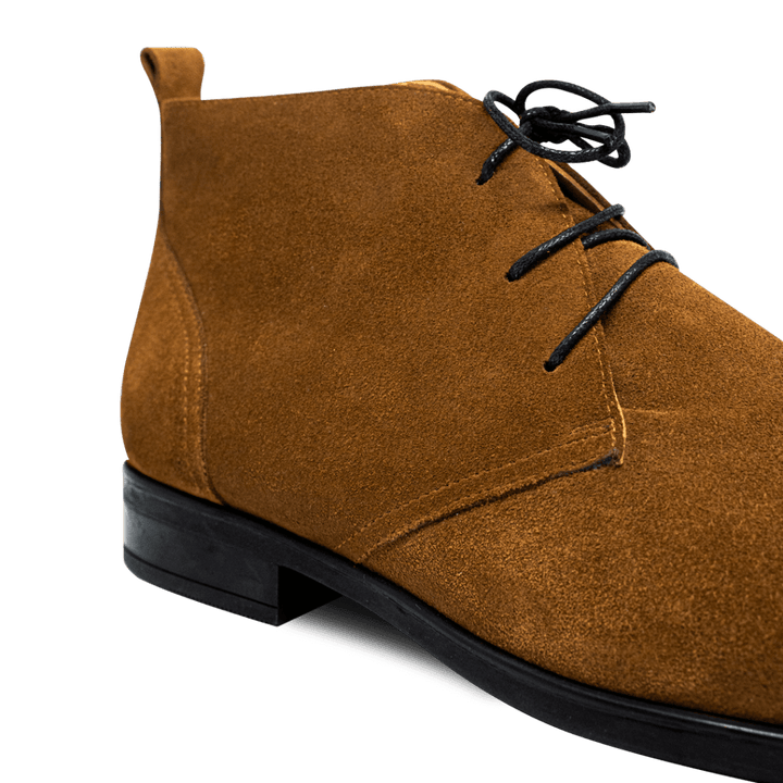 Ashley: Demi Bottes Homme - Daim Cognac - Bleather Maroc